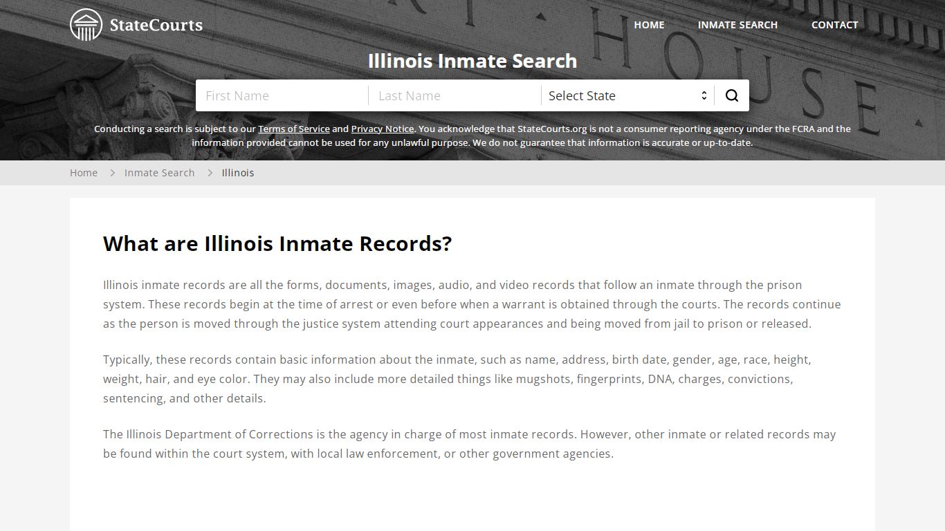 Illinois Inmate Search, Prison and Jail Information - StateCourts